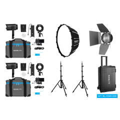 Nanlite Forza 60 II LED Dual Kit (2 lampstatieven, 1 softbox, 1 fresnel)